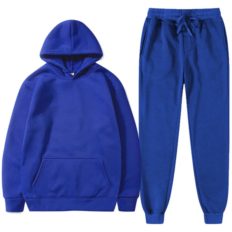 thumbnail image 1 of Conjunto de chándal de 2 piezas para hombre, sudadera con capucha y pantalones con cordón, sudaderas con capucha para hombre, ropa deportiva para correr, ropa deportiva de otoño para hombre y mujer, 1 of 5