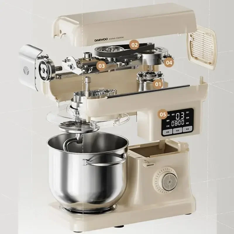 DAEWOO Food Mixer Home Commercial 7L Automatic Mixer Machine Dough Press Egg Beater Multifunctional Dough Kneading Machine 220V 4