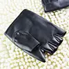Unisex Synthetic Leather Polyurethane Black Fingerless Gloves Solid Woman Half Finger Driving Women Men Fashion Transport Gloves 4