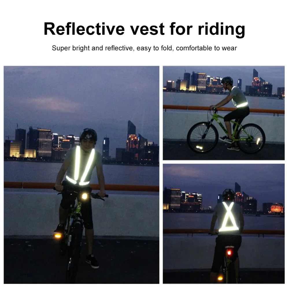Reflective Vest Night Cycling High Visibility Reflective Strap Outdoor Safety Jacket Work Security Running Vest