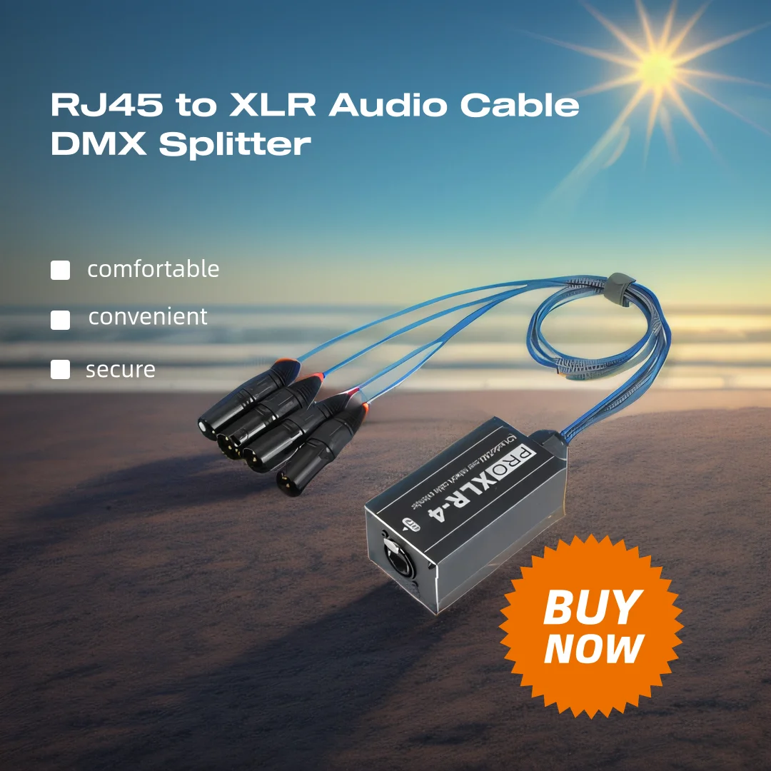 XLR Audio Snake 4 Channel 3 Pin Multi Network Breakout for Stage Recording Studio Female&Male Cable Network Signal Extender