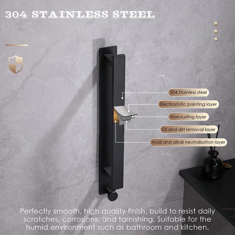 Self-Adhesive,No Drilling,Easy to Install,Towel Holder,Guest,Bathroom,Towel Holder