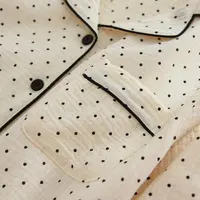 2025 Spring and Autumn New Women's Pajama Set 100%cotton crepe long-sleeved trousers two-piece polka dot cute home wear thin set - Image 5