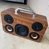 40 Watt Retro Outdoor Portable Wireless Speakers Wooden Heavy Subwoofer 3D Stereo Home Theater System Blue Tooth Speaker