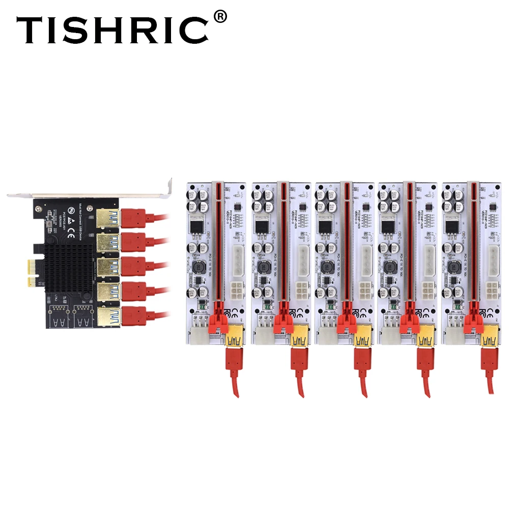 TSIHRIC PCIE 1 to 4/5/6 Pci Express Multiplier USB3.0 Extender Pci Express 1x 16x Card Slot Riser 009s 010 For Bitcoin Mining data cable types Cables & Adapters