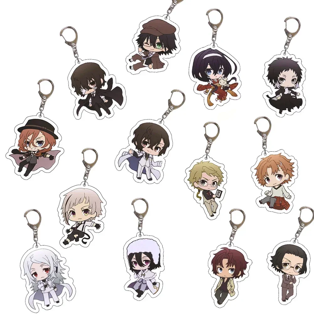 Anime Keychain Bungou Stray Dogs Atsushi Nakajima Dazai Key Chain Women Accessories Bag Pendant Key Ring Fans Gift