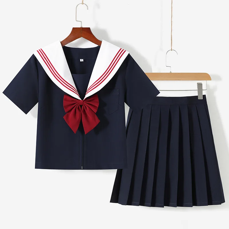 

Basic Navy Sailor Suit Japanese School Uniform Schoolgirl Seifuku Student Anime Cosplay Costume Women Sexy JK Pleated Skirt set