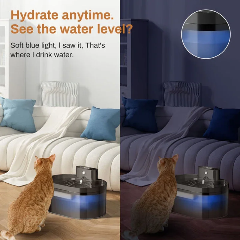 2.2L Wireless Automatic Cat Water Fountain Infrared Sensor Smart Pet Drinkier Fountain 2600mAh Pet Water Dispenser For Dog Cat