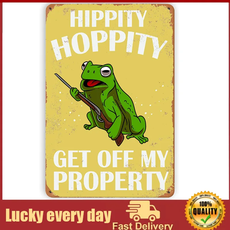 Wstkjw Hippity Hopsity Get Off My Proprietà Rana No Tresspassing Sign Vintage Warning Wall Decor Vintage Per Home Kitchen Bar