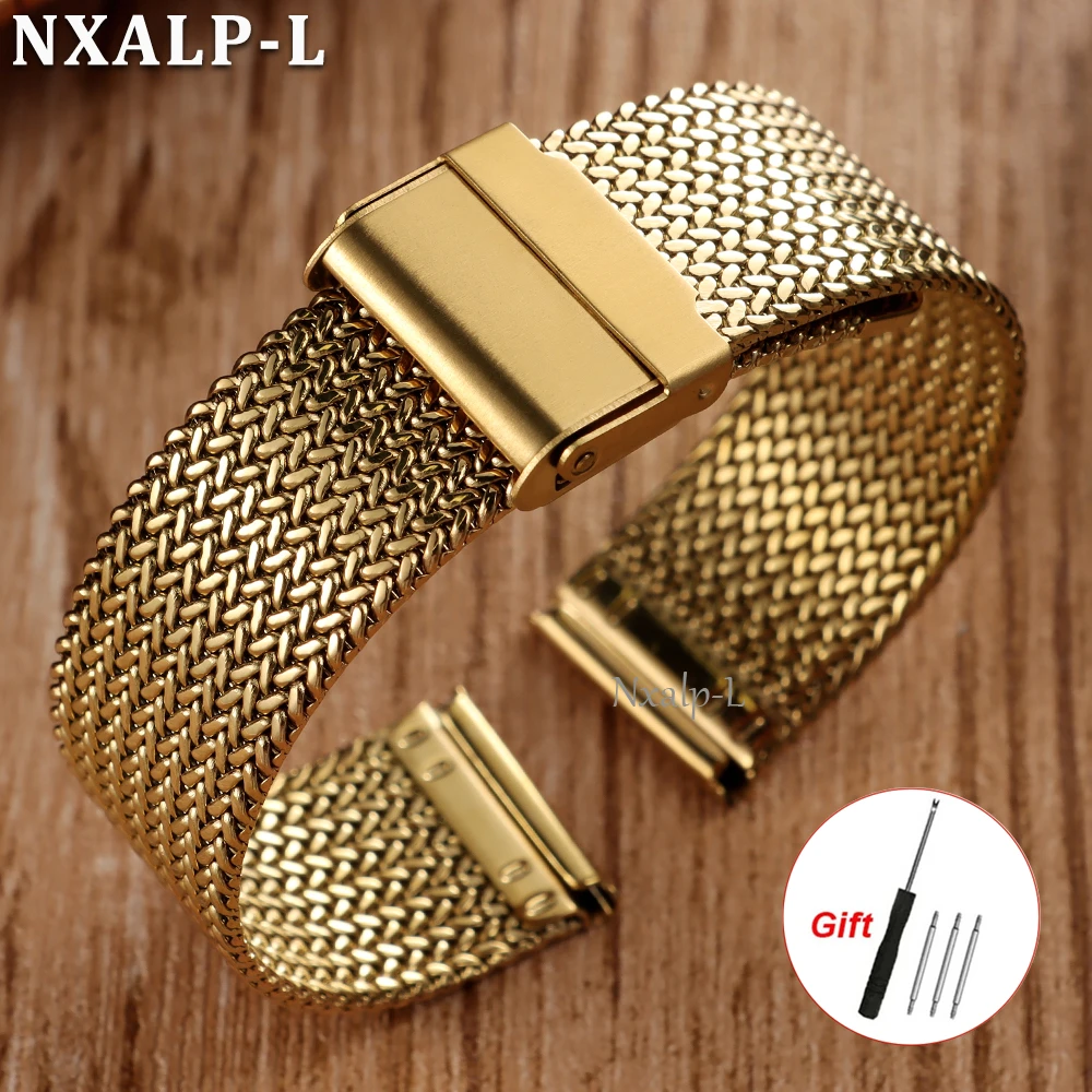 Elegant Milanese Mesh Loop Bracelet in 304 Stainless Steel, Wheat Ear Design with 1.5mm Thickness
