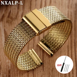 Elegant Milanese Mesh Loop Bracelet in 304 Stainless Steel, Wheat Ear Design with 1.5mm Thickness - 20mm (Gold)