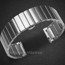 Elegant Silver Stainless Steel Watch Bracelet with Double Press Butterfly Clasp - 22mm (Silver)
