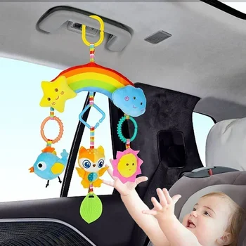 Baby Toys for 0 3 6 12 Months Rainbow Activity Plush Animal Stroller Hanging Toy for Baby Car Seat Crib Travel Sensory Baby Toys 1