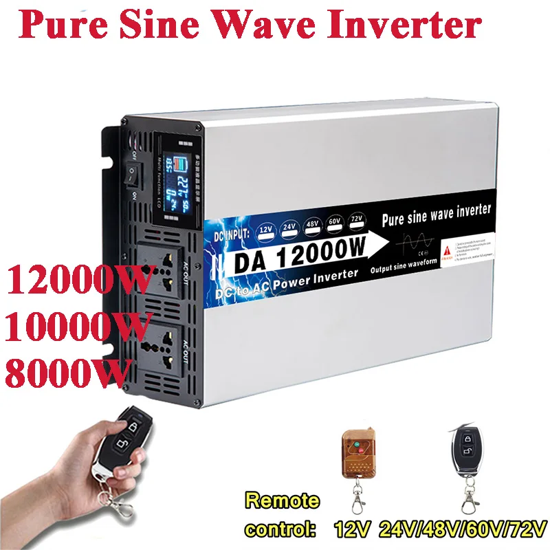 Pure Sine Wave Inversor 12V 220V 10000W 12000W Solar Power Inverter DC 24V  48V To AC 220V 10KW 12KW Charger Voltage Converter - AliExpress