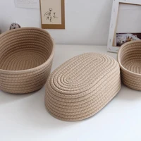 Cotton Rope Woven Storage Baskets Cosmetics Desktop Organizer Table Top Sundries Key Bedside Storage Basket 5