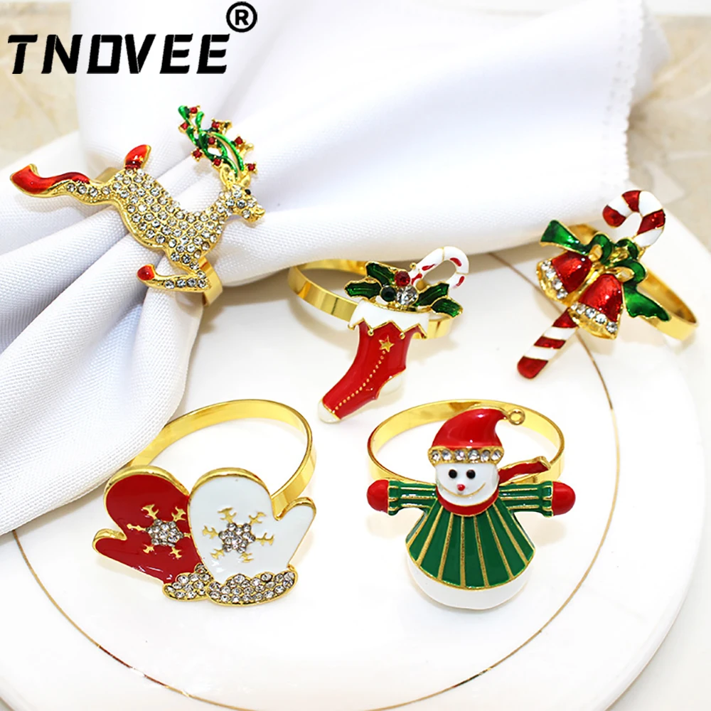 

2PCS Christmas Napkin Rings Holder Rhinestone Deer Napkin Buckle for Christmas Wedding Bouquet Table Decor Birthday Decor