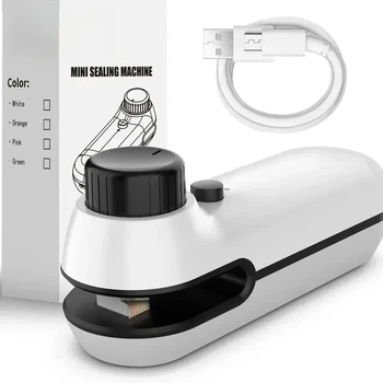 Mini Heat Sealer Rechargeable 2 In 1 Plastic Package Snack Sealer Clip Bag Handheld Heat Sealer Plastic Bag USB 1