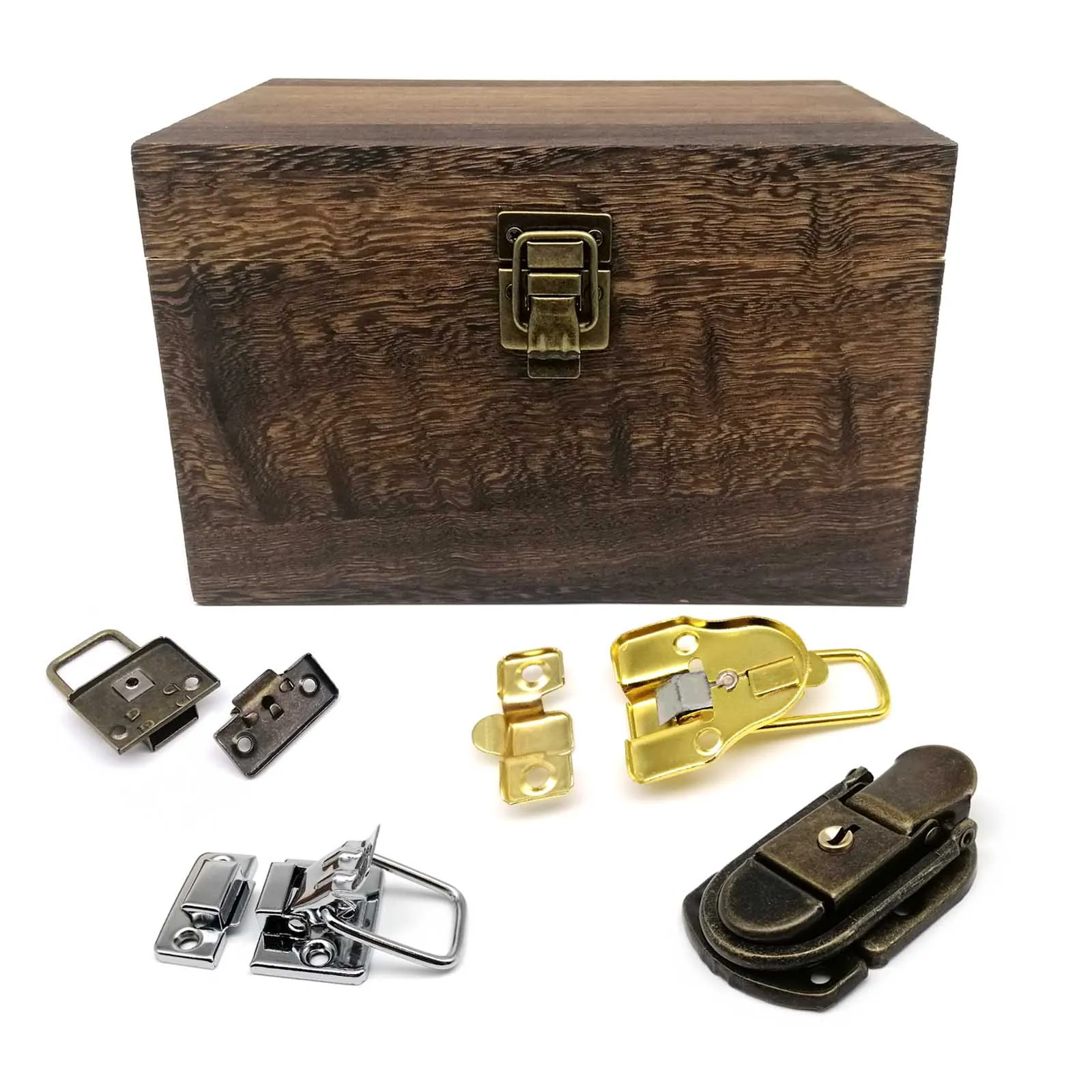 Antique Brass Bronze Silver Golden Heavy Duty Trunk Toggle Catch 4pc Jewelry Chest Wooden Wine Box Case Suitcase Hasp Latch Lock