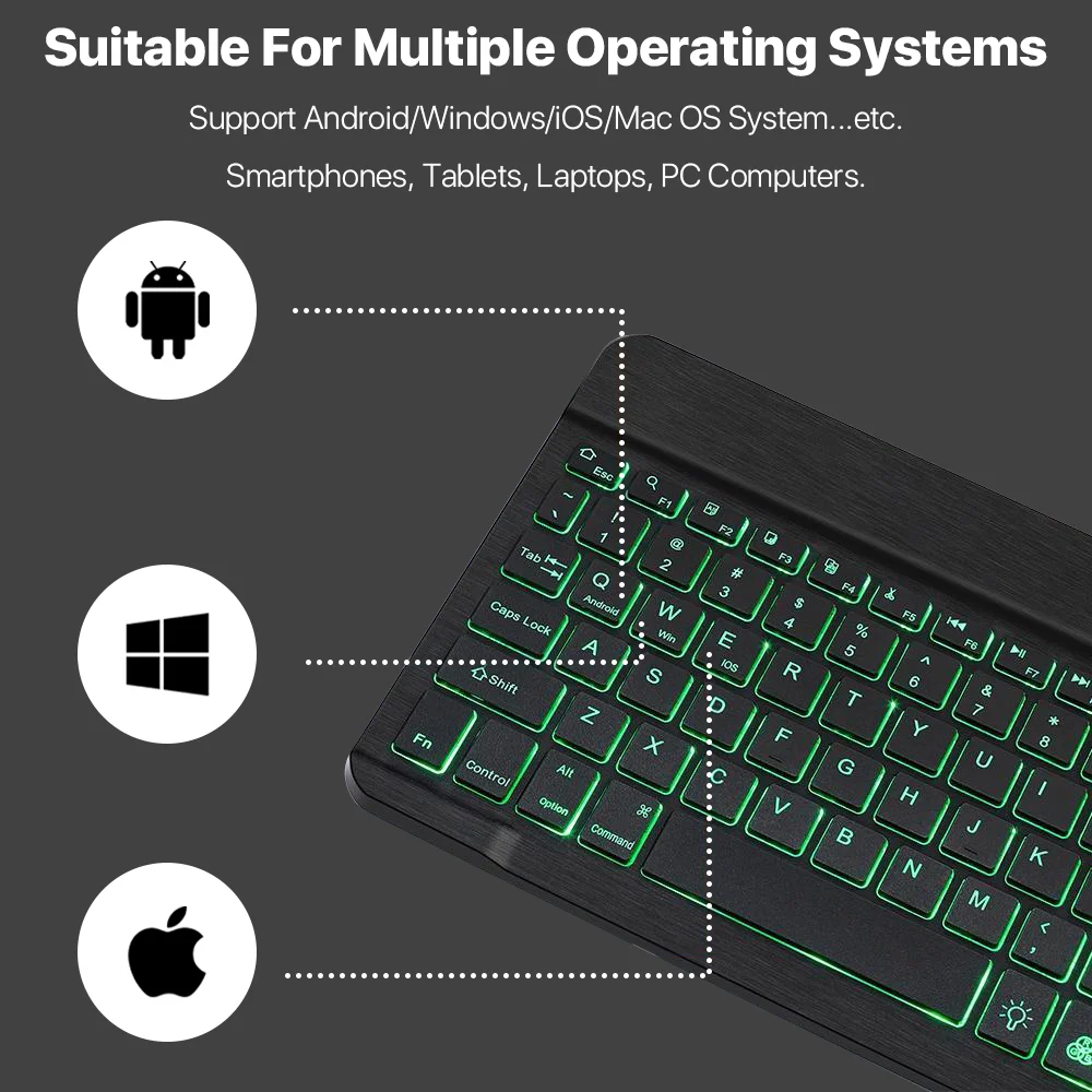 Bluetooth-Tastatur mit Hintergrundbeleuchtung und Maus für iPad, iOS, Android und Windows, wiederaufladbar, für 10-Zoll-Geräte_voghion.com