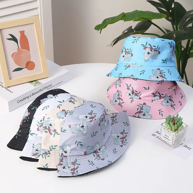 

Animal Koala Print Cute Bucket Hat For Women Men Spring Summer Sun Cap Reversible Panama Outdoor Hiking Beach Fishing Bob Gorras