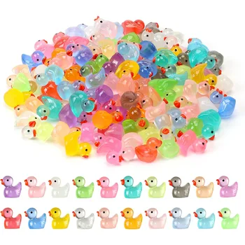 10/20pcs Luminous Mini Resin Ducks Tiny Duck Glow in The Dark Small Plastic Miniature Ducks Figures for DIY Fairy Garden 1
