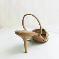 Brand High Heeled Formal Party Shoes for Lady Luxury Sequin Pearl Stiletto Elengat Mesh Slingbacks 2026 Women Modern Sandals - Image 4