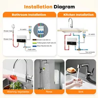 Mini chauffe-eau instantané, chauffe-eau électrique sans réservoir, petit avec affichage de la température LED 4