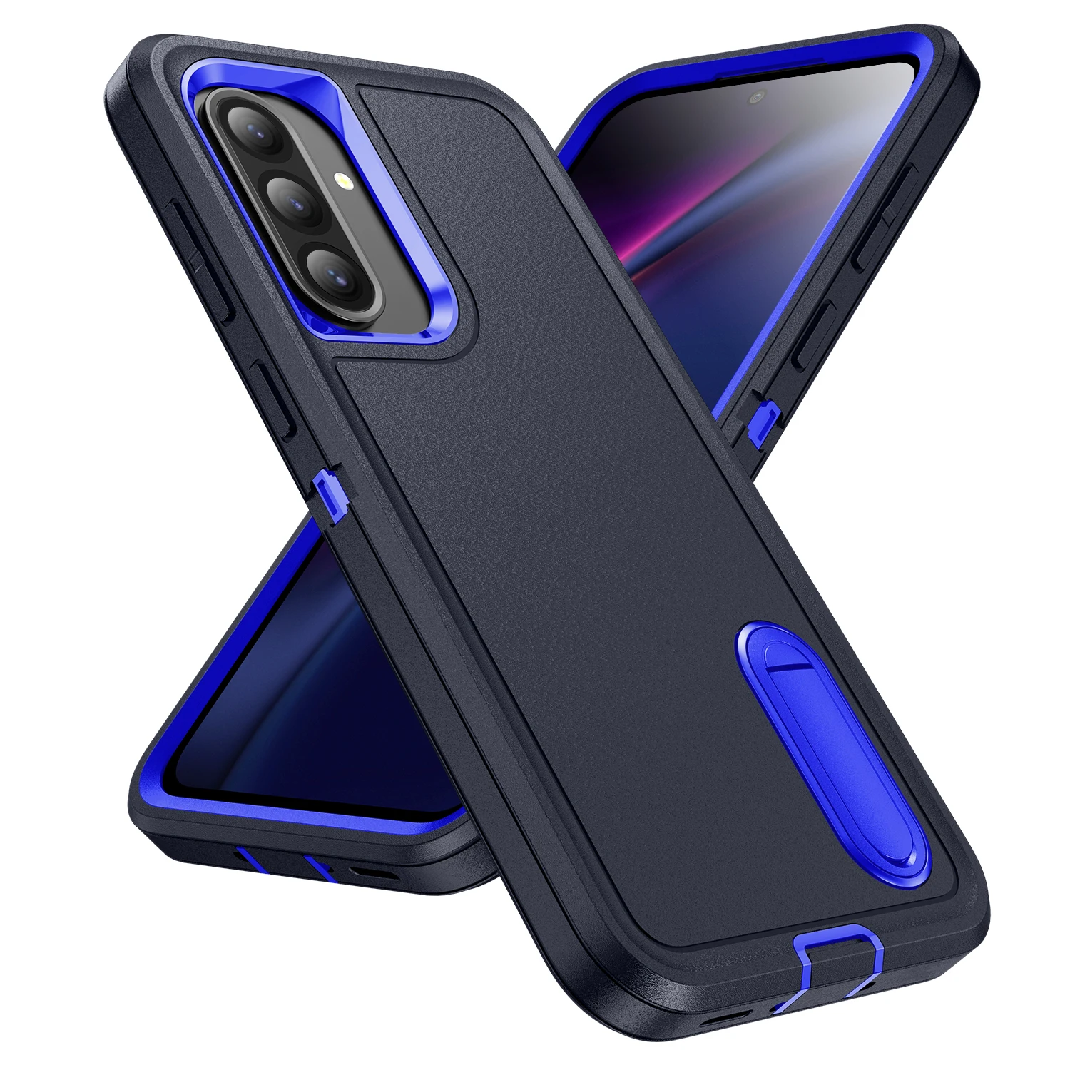 Triple Protection Heavy Armor Shockproof Phone Case with Hard Plastic Frame and Soft TPU Back Cover