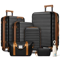 Ensemble de bagages 6 pièces avec sacs de voyage. Valises rigides extensibles avec roulettes pivotantes, noires. 2