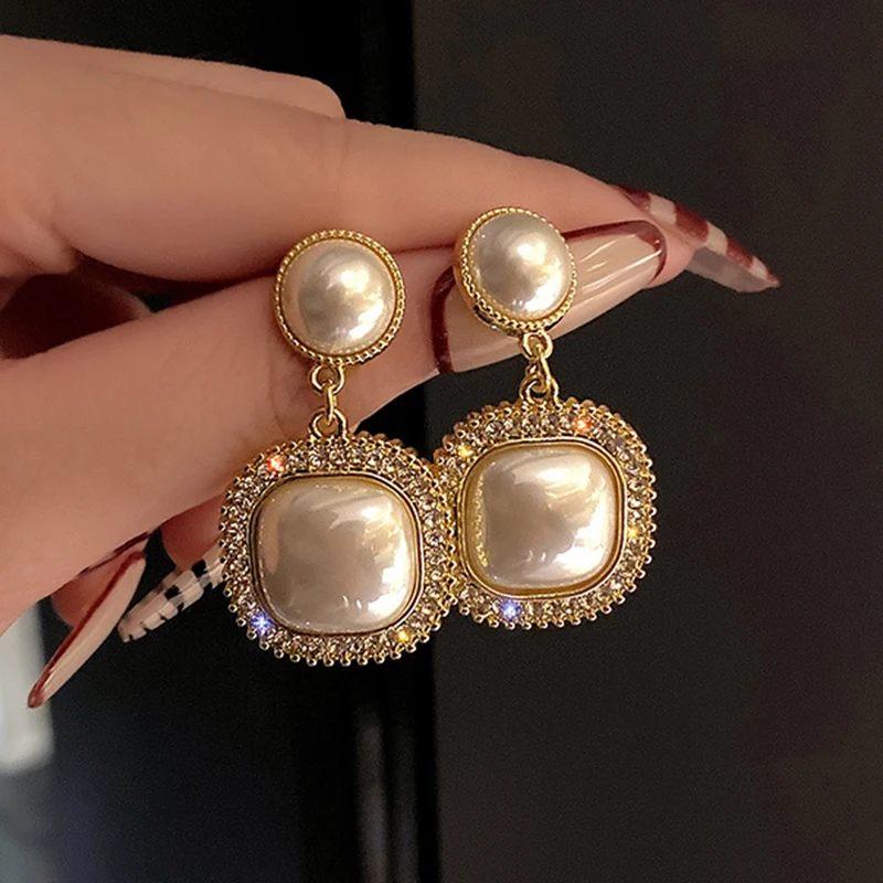aliexpress.com - Trendy Korean Long Earrings For Women Pearl Geometry Elegant Female Dangle Drop Earrings 2022 New Fashion Jewelry Accessories