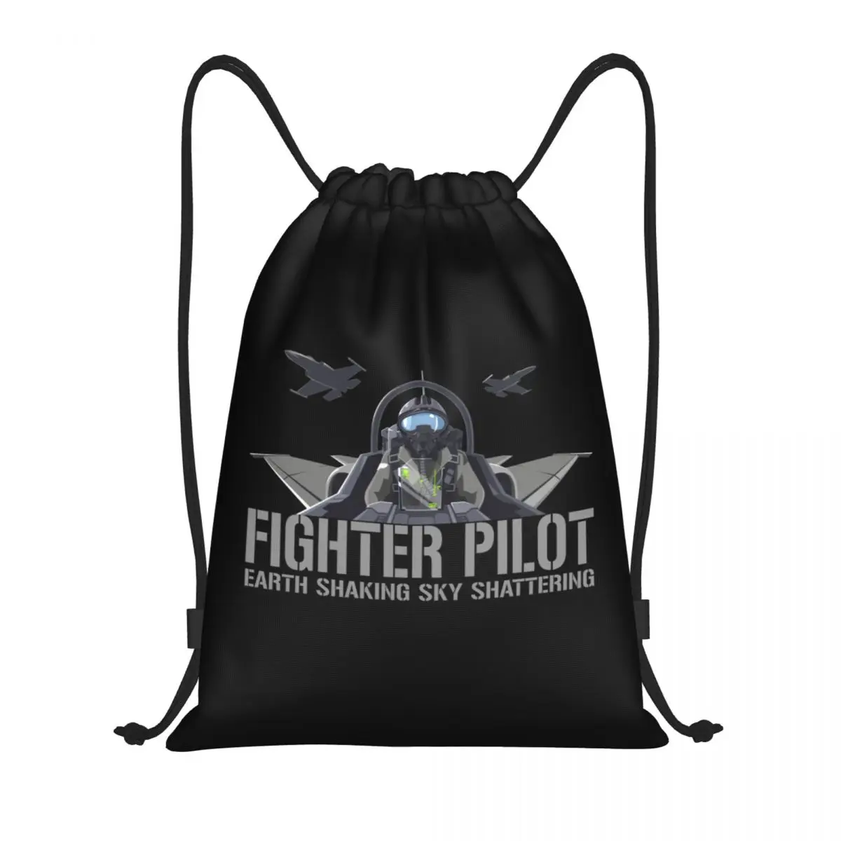 

Custom Fighter Pilot Cockpit Drawstring Bags for Shopping Yoga Backpacks Aviation Airplane Jet Plane Sports Gym Sackpack