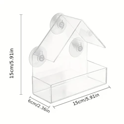 Clear Acrylic Hanging Bird Feeder with Suction Cup for Garden and Backyard Bird Watching (White)