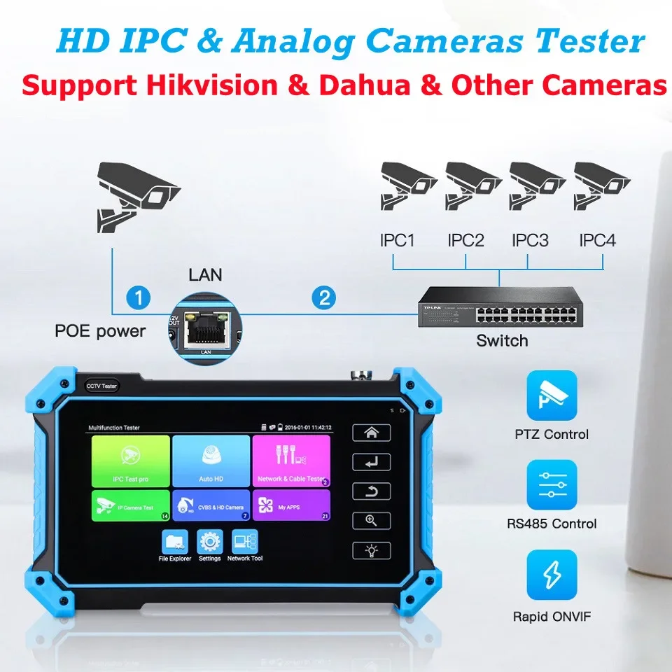 CCTV Tester Dahua Hikvision Camera inch Test Monitor 4K HD POE