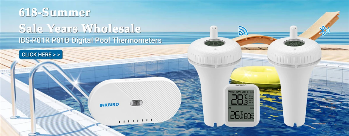 INKBIRD Smart Swimming Pool Thermometer Hot Tub Spa Water Digital Display  Temperature Humidity Logger IBS-P01R/P01B/WIFI Gateway