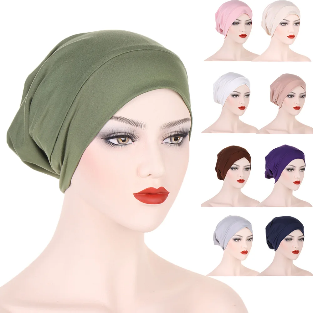 Nuove Donne Musulmane Stretch Sleep Nightcap Chemio Hat Cotton Beanie Hijab Turbante Copricapo Head Wrap Cancro Perdita Di Capelli Turbante Mujer