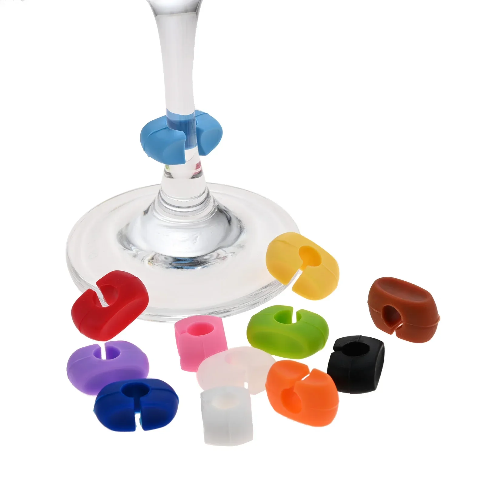 Wine Glass Marker 12Pcs Silicone Wine Cup Markers Glass Identifiers Unique Colorful Drinking Cup Marking Tag for Bar Party Wedding Kitchen Decor