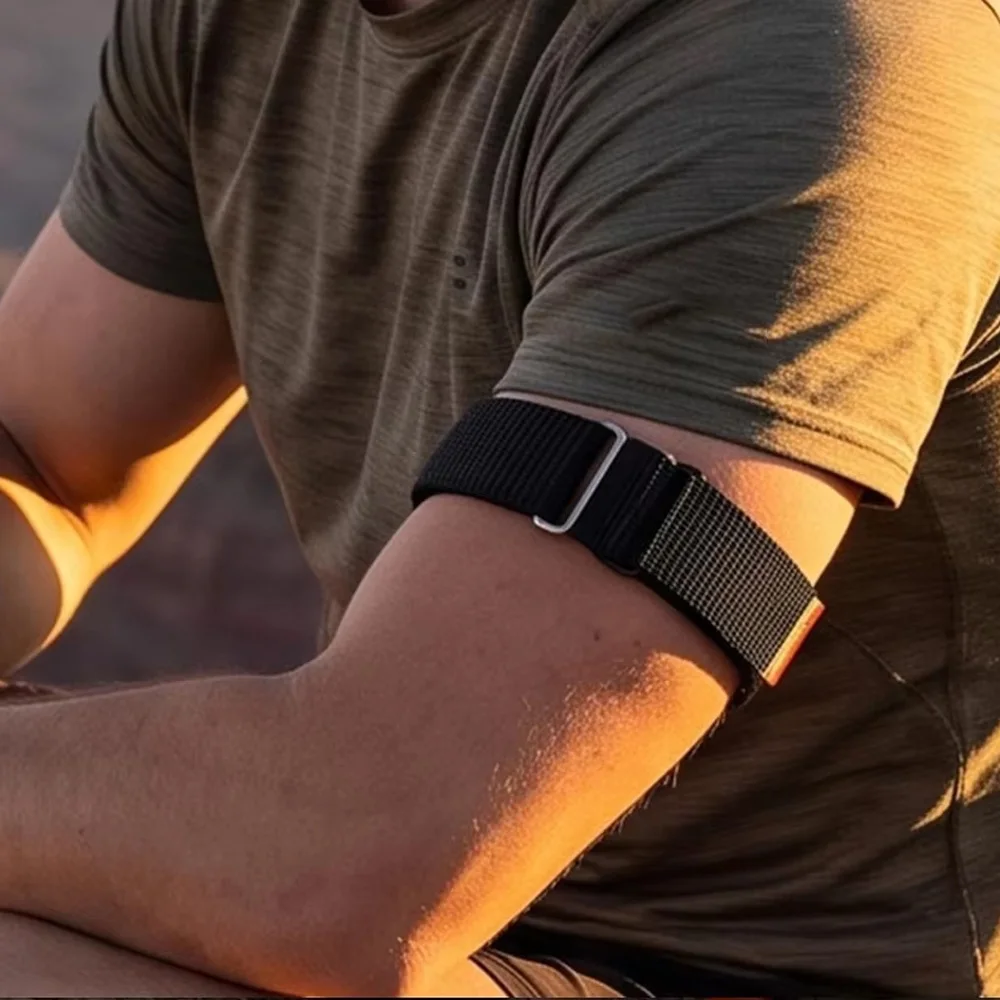Enhanced Nylon Loop Fitness Tracker Armband with Metal Case