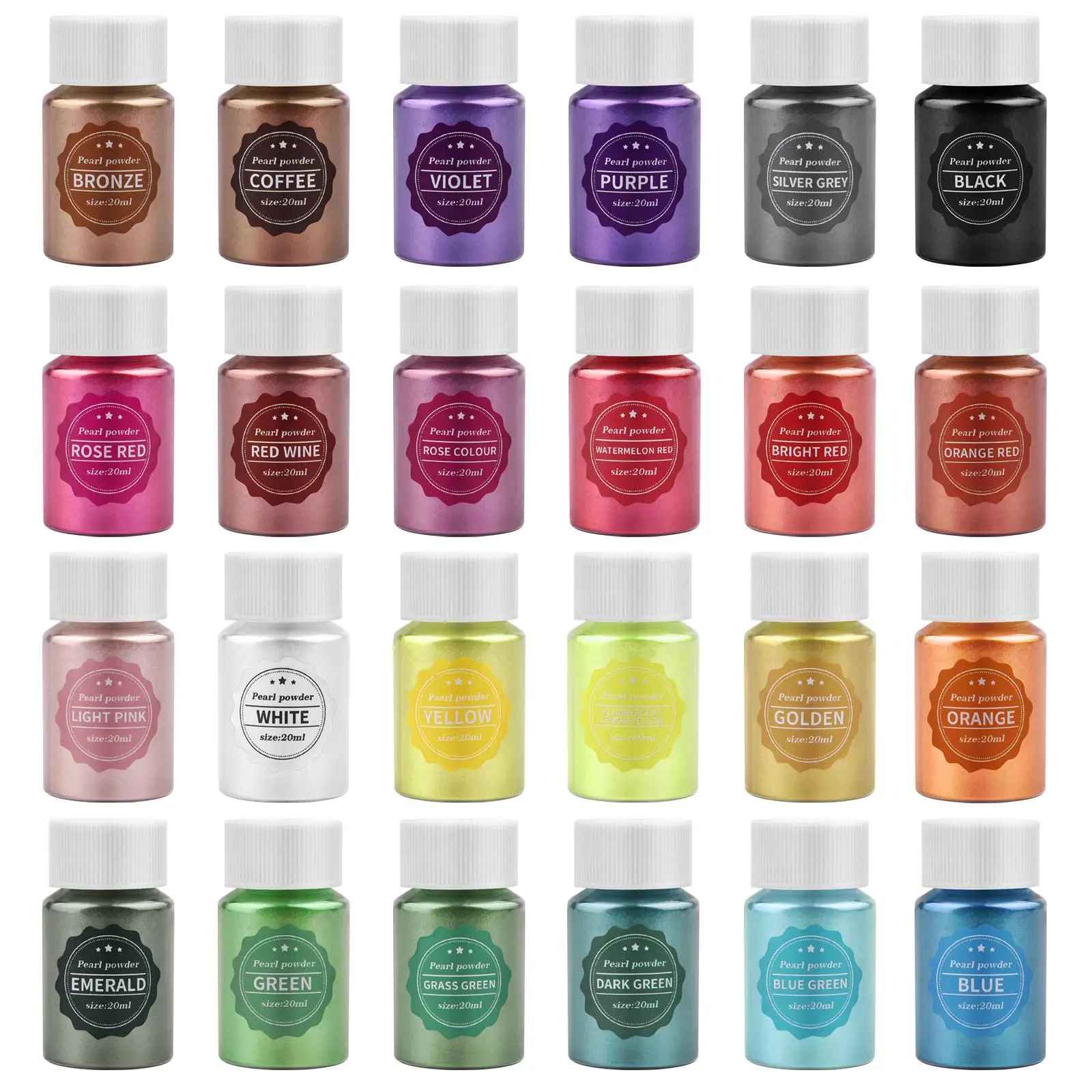 Mica Powder Pigment Epoxy Resin Pigment Candle Dyes Pigment Pearl Powder 10g Pearlescent Mica Powder 24 Color DIY Handmade Candle Crafts Jewelry Making