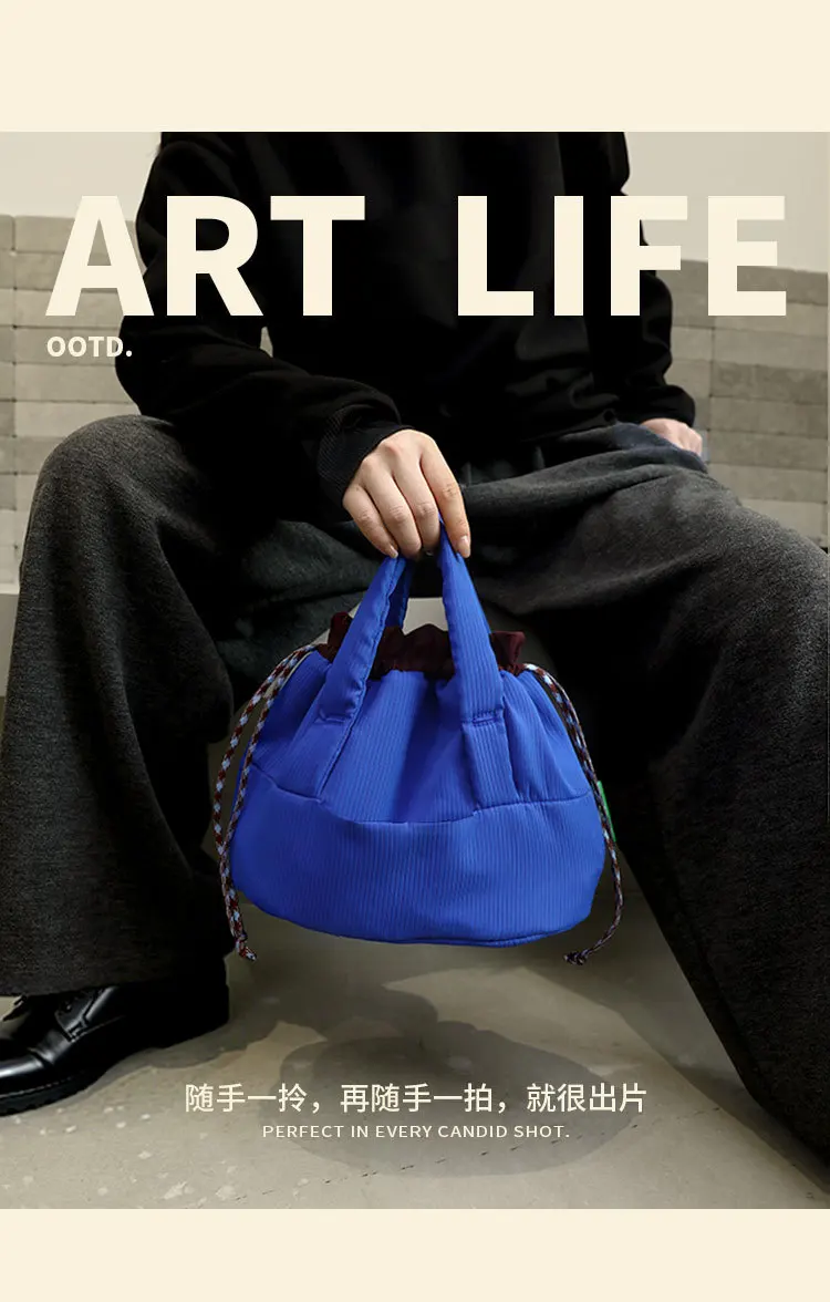 Canvas Drawstring Insulated Aluminum Foil Lunch Bag Handle Outdoor Travel Picnic Student Bento Handbag Lunch Storage Bags