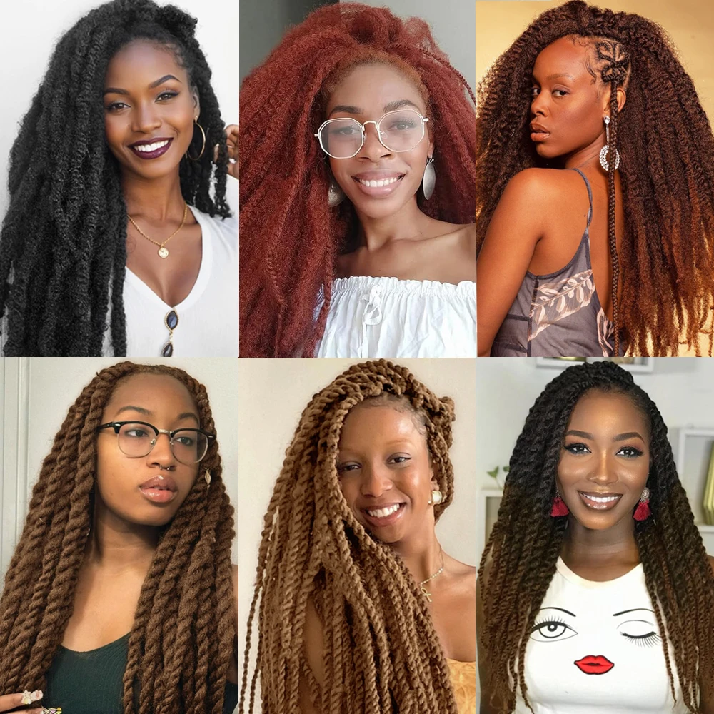 Marley Twists Hair Braiding 18 inch Marley Meche Afro Twist Kinky Crochet Braiding Hair Synthetic Hair Extensions For Women Kids 4