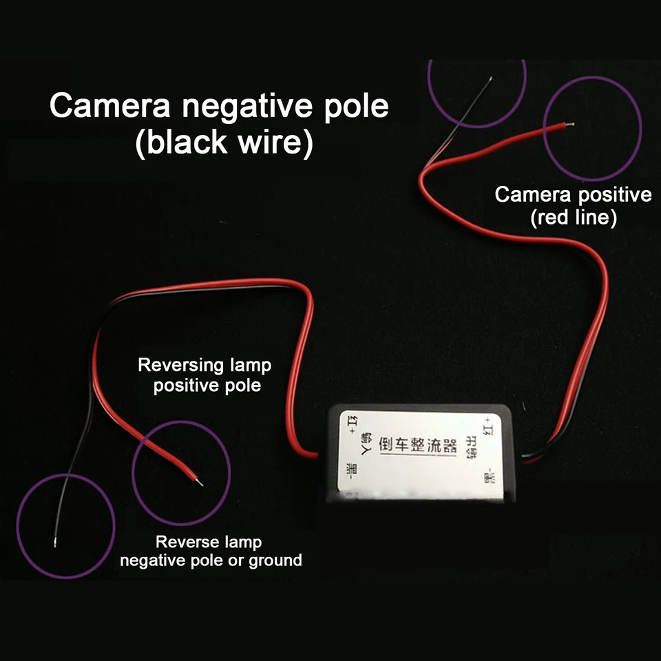 Raddrizzatore filtro 12V DC per telecamera posteriore per auto Telecamera di backup Auto Elimina interferenze Car Cam Connettore Condensatore relè di potenza  34
