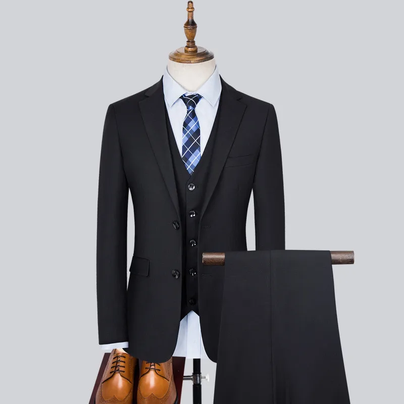 Men 3 Pieces Formal Dress Suits Wedding Groom Tuxedos Best Man Blazer Jacket Vest Trousers