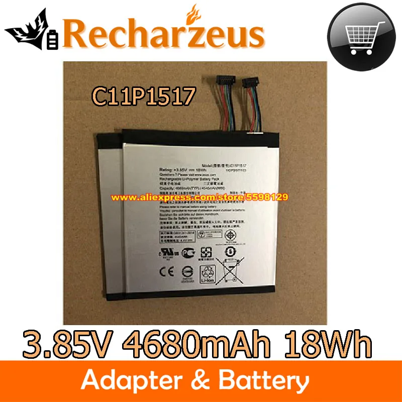 

Original 3.85V 4680mAh 18Wh Battery C11P1517 For ASUS Z300C Z300M ZenPad 10 M1000M Z0130M Z301M ZD0310M P01T P028 P00C ZD301M