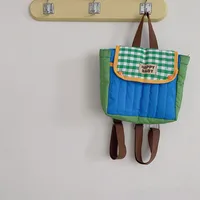deer jonmi Korean Style Children Plaid Messenger Bags Chic Picnic Vacation Backpack Kids Shoudler Bags 1