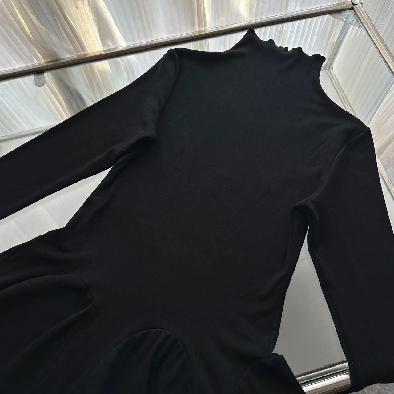 Otoño Nuevos Vestidos Mini Sólidos Para Mujer Cuello Alto Manga Larga Volantes Acampanados Casual Moda Coreana Ropa Femenina Vestidos Para Mujer