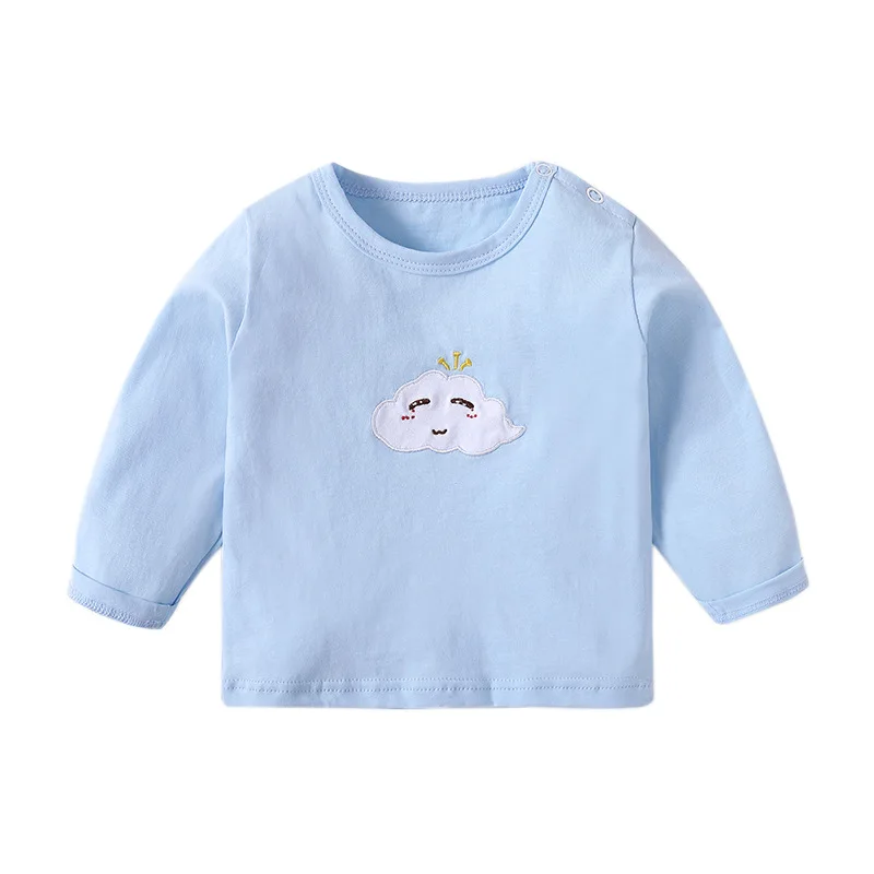 Babys Boys Long Sleeve Tees Autumn Young Children Girls Solid Cotton Undershirt Bear Print Newborn Infant Girls Spliced T-shirts 5