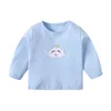 Babys Boys Long Sleeve Tees Autumn Young Children Girls Solid Cotton Undershirt Bear Print Newborn Infant Girls Spliced T-shirts 5