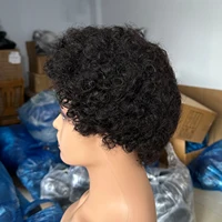 Perruques brésiliennes courtes coupe lutin pour femmes noires cheveux humains Afro crépus bouclés perruque africaine bouclée pleine Machine faite perruque 3