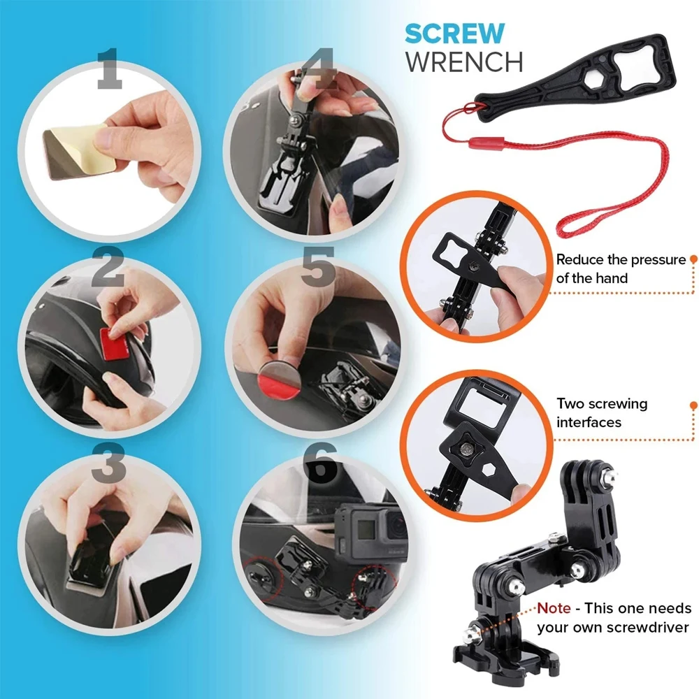 Motorcycle Helmet Mount Chin Holder Set for GoPro Hero 13 12 11 10 9 8 7 6 SJCAM SJ4000 AKASO DJI OSMO Action Camera Accessories