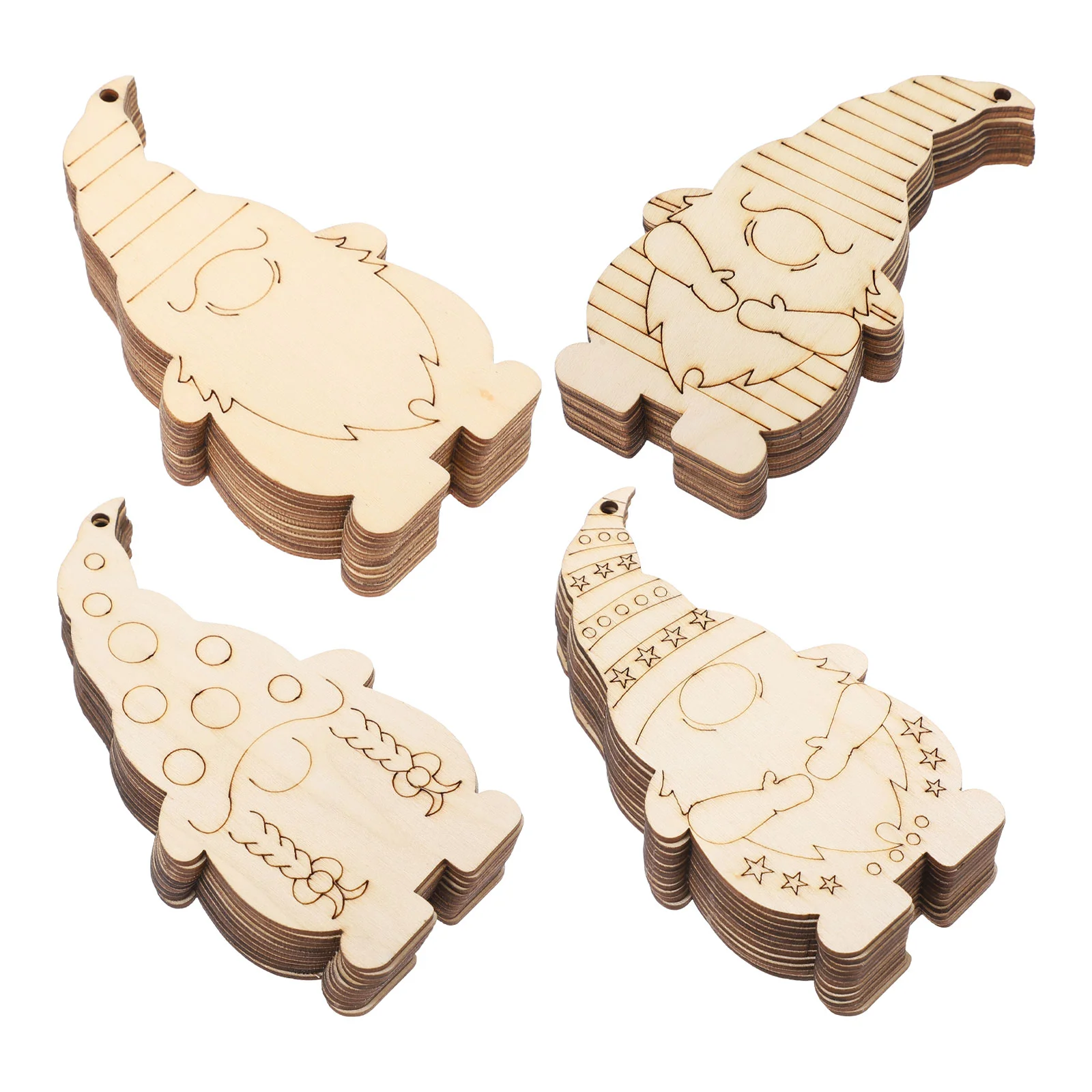 

Wooden Christmas Gnome Wood Ornaments Unfinished Hanging Pendant Cutouts Slices Tree Elf Shapes Crafts Gnomes Decoration